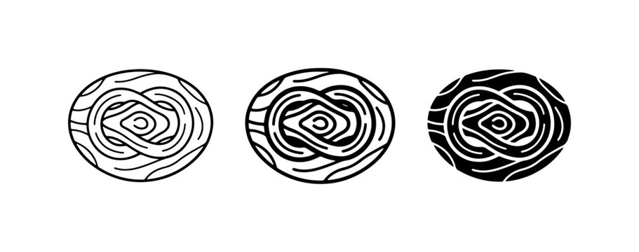 Abstract Wood Grain Circles, Organic Texture Icons, Natural Pattern Graphics