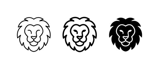 Lion Head Icons, Majestic Animal Graphics, Regal Symbol Vector Art, Bold & Simple © Nime