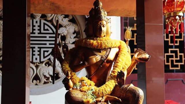 Mahabrahma statue in the Buddhist temple of Vihara Avalokitsvara in North Sumatra Indonesia