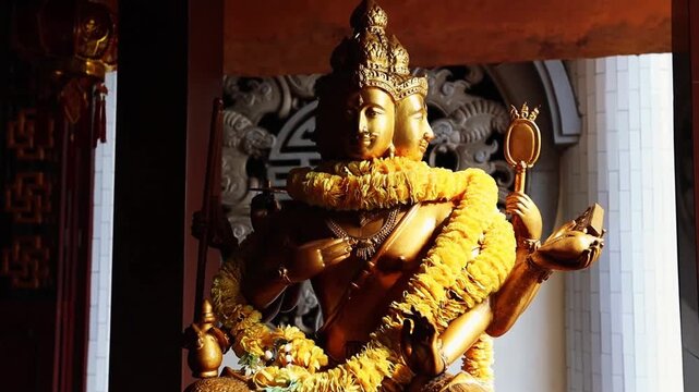 Mahabrahma statue in the Buddhist temple of Vihara Avalokitsvara in North Sumatra Indonesia