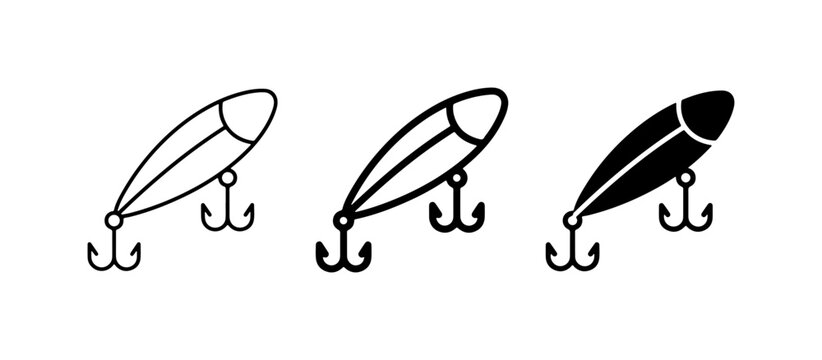Fishing Lures, Bait Icons, Vector Set: Lure, Hook, Tackle, Angling Gear