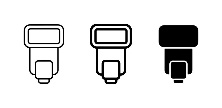 Camera Flash Icons, Photography Lighting Equipment, Studio Light Symbols