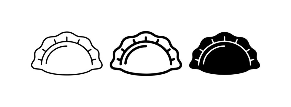 Dumpling Icons Set, Simple Food Vector Graphics, Asian Cuisine Symbols