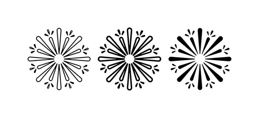 Obraz premium Explosion Burst Icons, Starburst Shapes, Radial Lines, Celebration Graphics