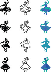 Fototapeta premium Vibrant collection of traditional folk dance silhouettes for cultural events and heritage promotions