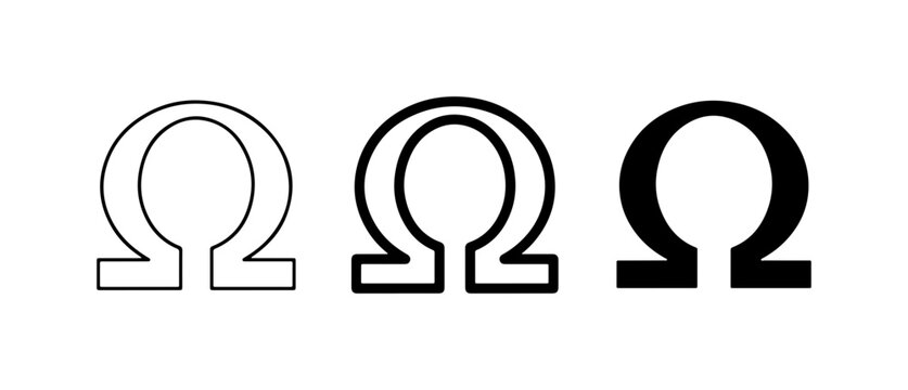 Omega Symbol Variations, Greek Letter, Electrical Resistance Icon, Science Symbol