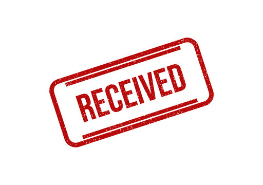 Red received rubber stamp impression on a document