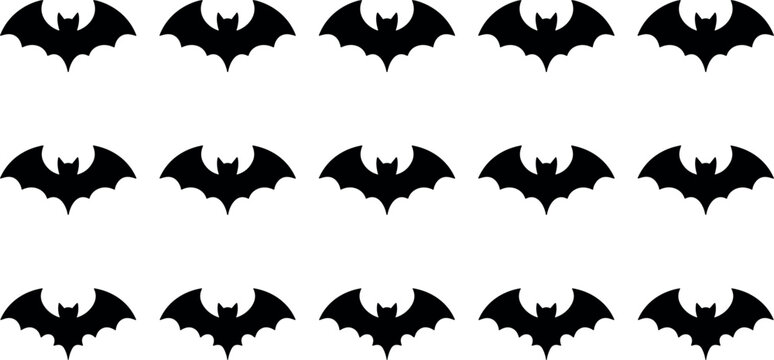 Spooky Halloween flying bat vector icon set featuring detailed vampire silhouettes for gothic holiday party decoration elements graphic design collection
