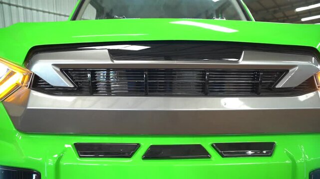 Green Electric Microcar Front View