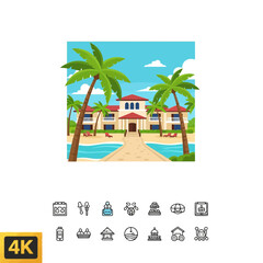 Fototapeta premium Tropical Beachfront Resort Hotel Building.