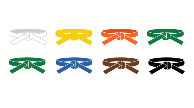 Martial Arts Belt Progression Vector Set with Karate Rank System Colors