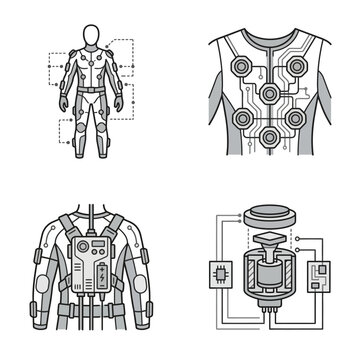 Futuristic Exosuit Technical Drawings and Diagrams.