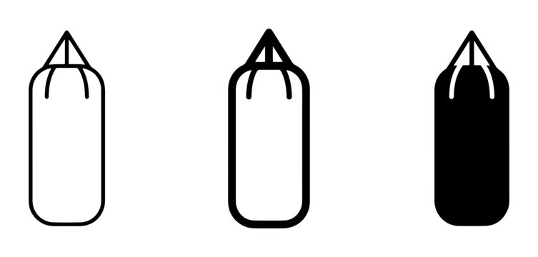 Punching Bag Icons, Boxing Equipment Vector Graphics, Martial Arts Training Gear, Fitness Workout Symbols