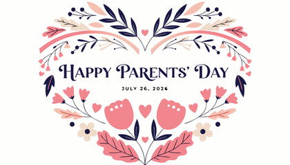 Decorative floral heart frame for a happy parents day greeting card © Naymul
