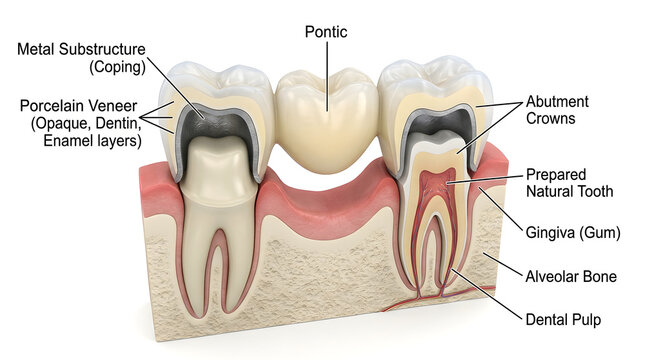 Cross section diagram of a dental bridge