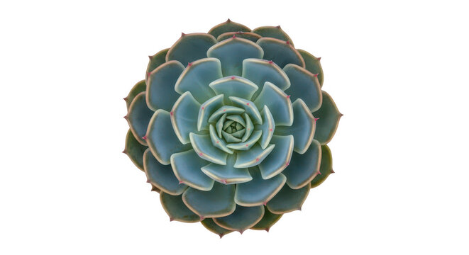 Isolated blue succulent plant with rosette pattern on transparent background