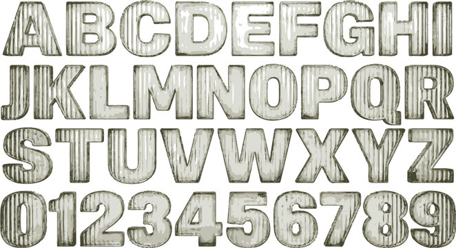 Wooden Alphabet and Number Set with Gray Distressed Finish