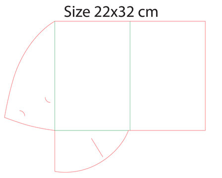 Presentation folder dieline layout with two pockets side and bottom without pasting self lock, 22x32cm