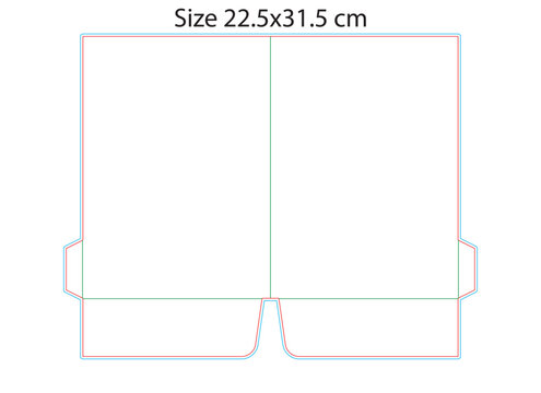 Business document presentation folder structural packaging dieline with two bottom pocket vector 