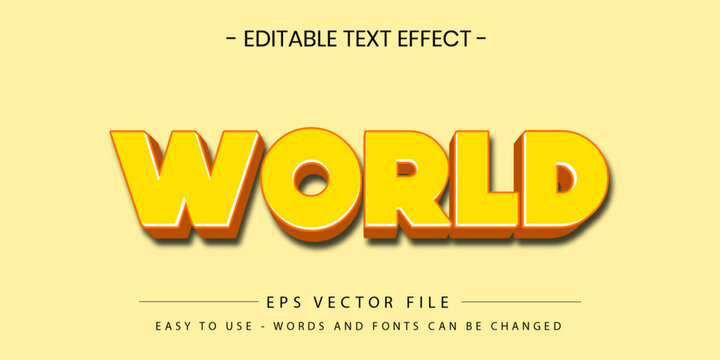 World text effect editable 3d casual game vector style