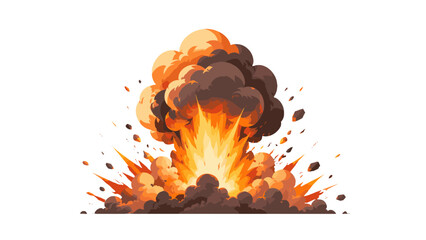 Fiery explosion cloud with smoke burst vector illustration © Alan