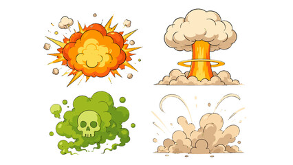 Cartoon explosion clouds and smoke effects set © Alan