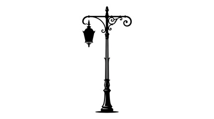 Obraz premium Victorian street lamp silhouette against a white background