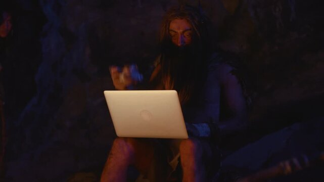 The concept of a Modern Caveman explores how technology fuses with a prehistoric lifestyle