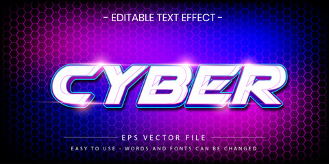 Cyber text effect editable neon gaming esports vector © Rohib design