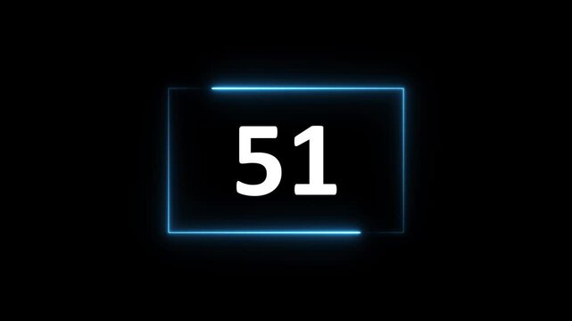 56 to 0 second modern digital countdown timer neon light style on black background.