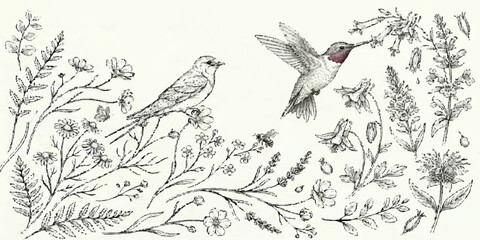 Birds perched on a tree branch vector illustration featuring nature and wildlife design © MDSyedAhmed