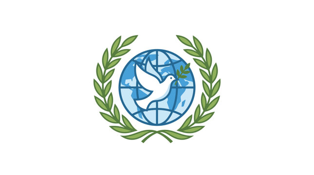 Peace Dove with Olive Branch and Globe Emblem