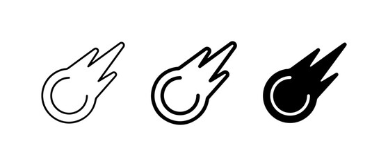 Meteorite Icons, Comet Symbols, Falling Star Graphics, Space Objects Vector Set © Abbas
