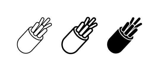 Fototapeta premium Fiber Optic Cable Icons, Network Wires Set, Data Transmission Technology