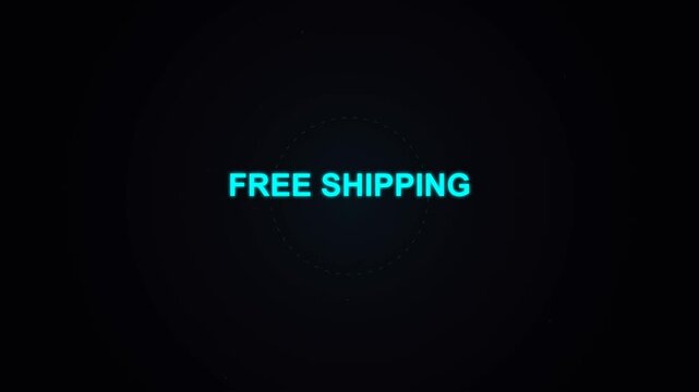 Animated Free Shipping Icon with Glowing Wireframe Box for Ecommerce