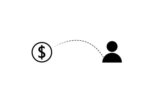 Money transfer to user icon for digital payment services. Financial transaction icon animation.