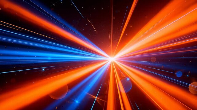 Colorful light beams in space
