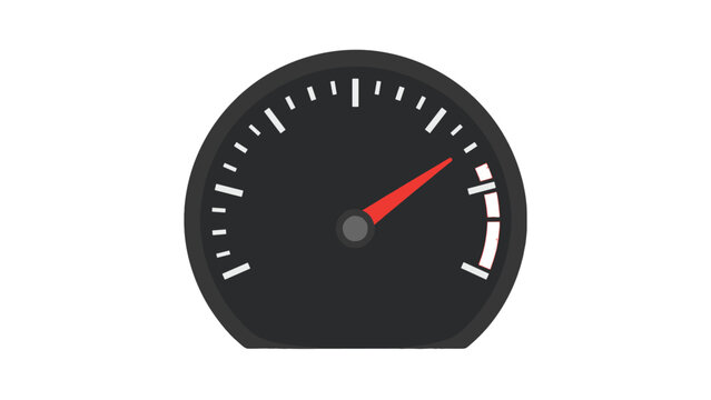 Car speedometer gauge with red needle on black dashboard dial