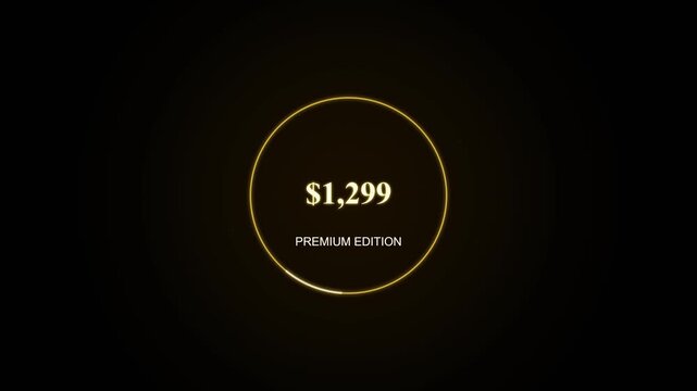 Animated Gold Circle Reveal of Dollar Price for Luxury Marketing