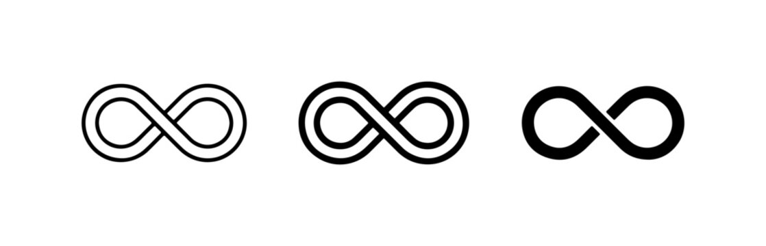 Infinity Symbol Icons: Endless Loop, Forever, Limitless, Eternal Concepts, Vector Set
