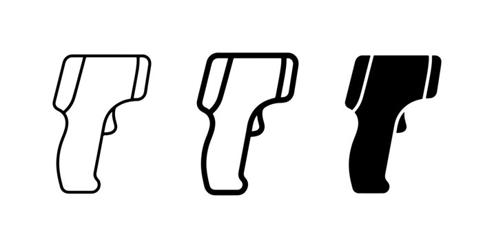 Infrared Thermometer Icons, Temperature Gun Vector Graphics, Medical Device Symbols