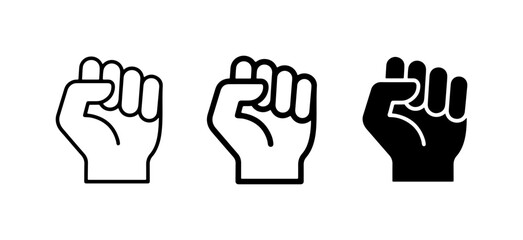 Fototapeta premium Fist Icons, Protest Symbol, Solidarity Gesture, Power Icon, Vector Set