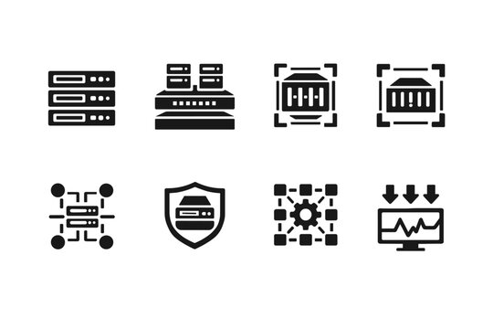 Virtualization Icons Set. Virtualization Platform. Filled icon set of Virtualization Platform: virtual server,
