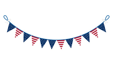 Obraz premium Patriotic bunting flags, American flag banner, red white blue decoration, festive party garland