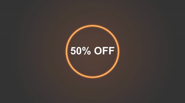Animated 50 Percent Off Discount Sale Progress Bar on Black Background