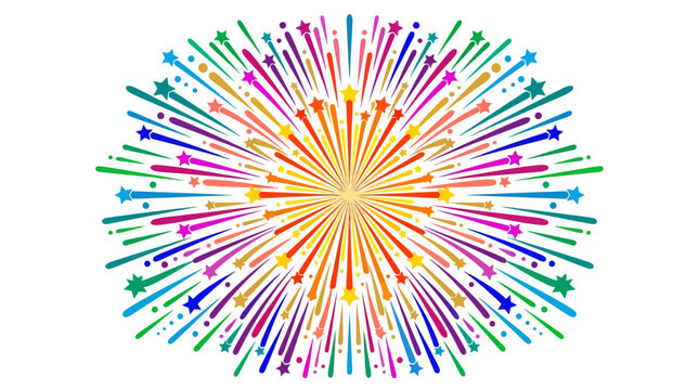 Colorful fireworks explosion, vibrant vector burst, festive celebration design, abstract colorful pattern