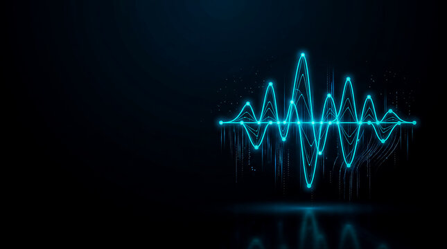 Abstract glowing waveform graphic representing audio technology, futuristic design, and digital communication.