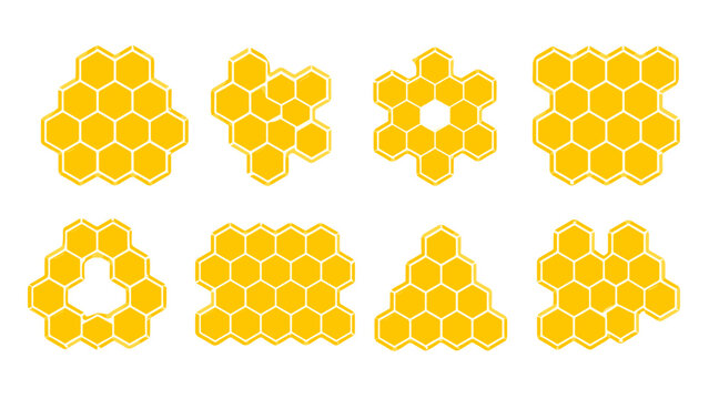 Yellow honeycomb hexagon pattern set on white background