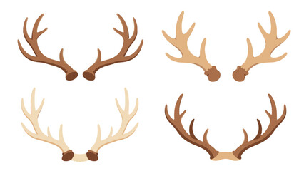 Set of deer antlers in flat cartoon vector style © icon_art