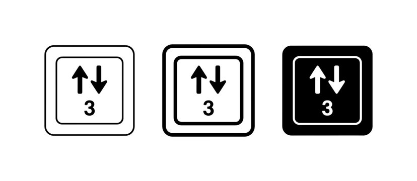 Arrow Key Icons, Up Down Arrows, Number 3 Button, Computer Keyboard Symbols, Vector Set